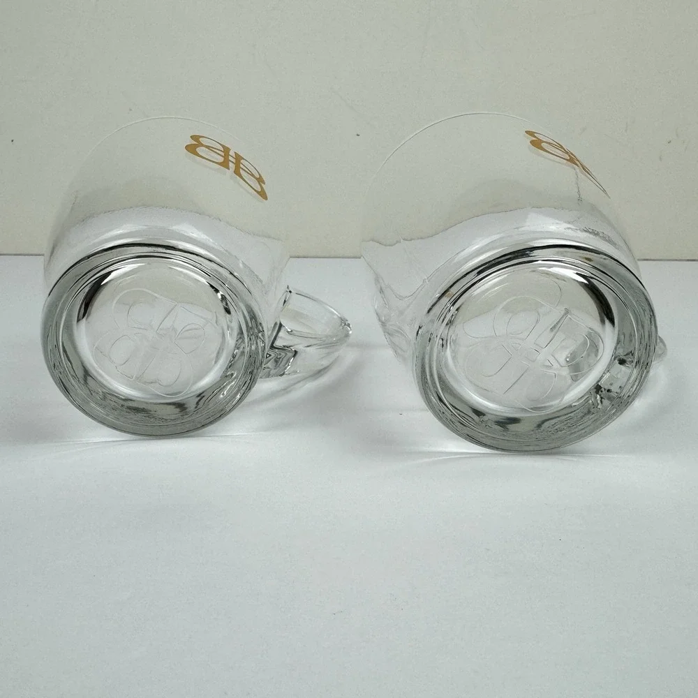 Baileys Glass Mugs Set of 2‎ Irish Cream Handled 8 oz w/ Fill Line Clear Barware